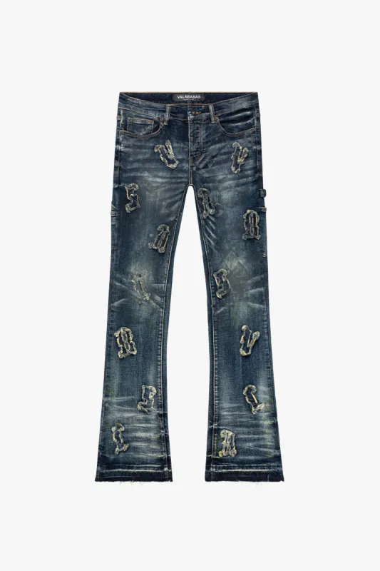 "LOOMIS " DARK BLUE WASH FLARED STACKED JEAN sold by valabasas