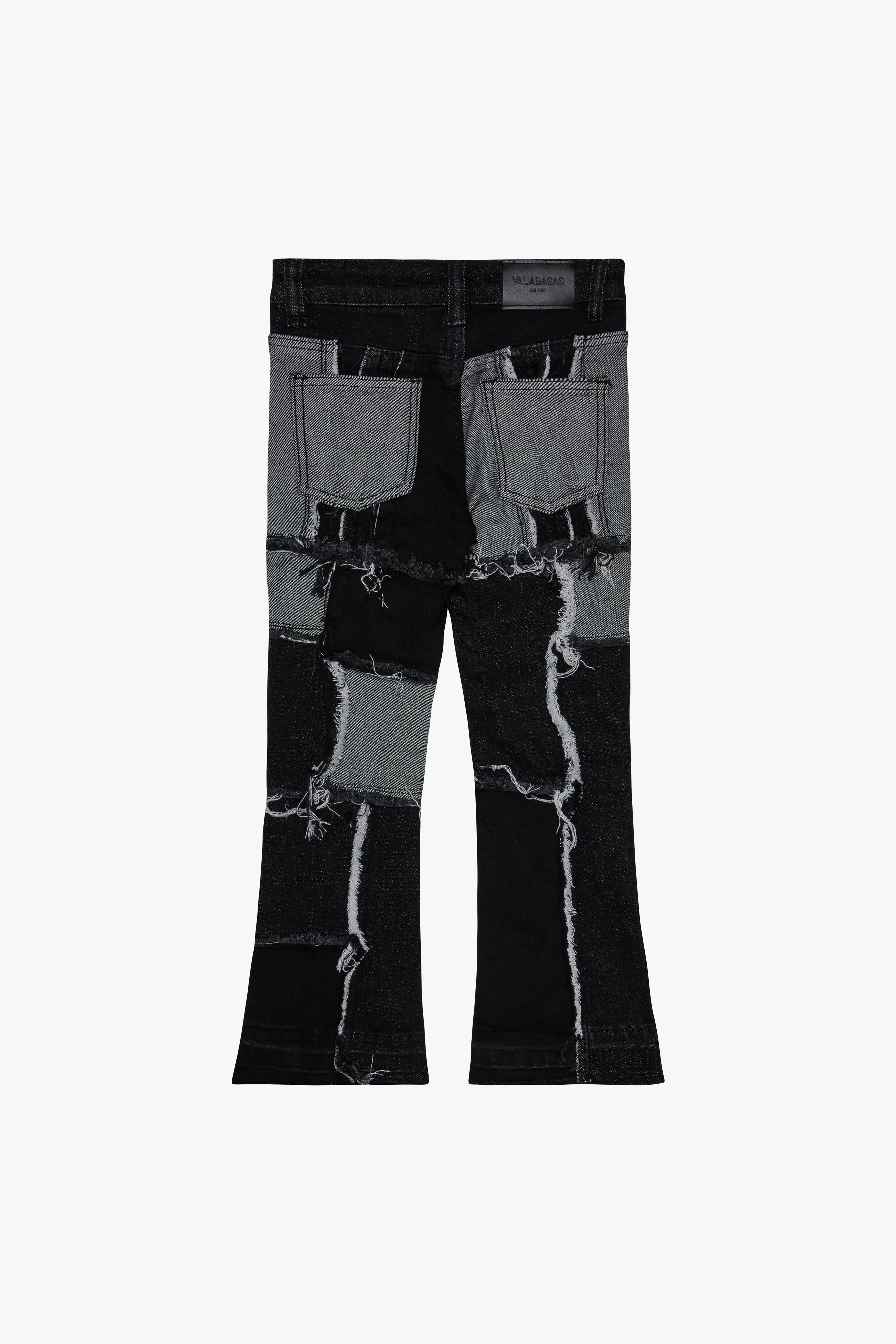 "APLOS" STACKED FLARE JEAN BLACK WHITE sold by valabasas product image thumbnail 2
