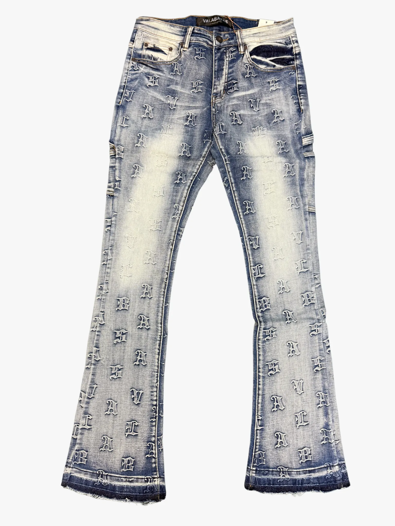 "KAID" LIGHT WASH STACKED FLARE JEAN sold by valabasas
