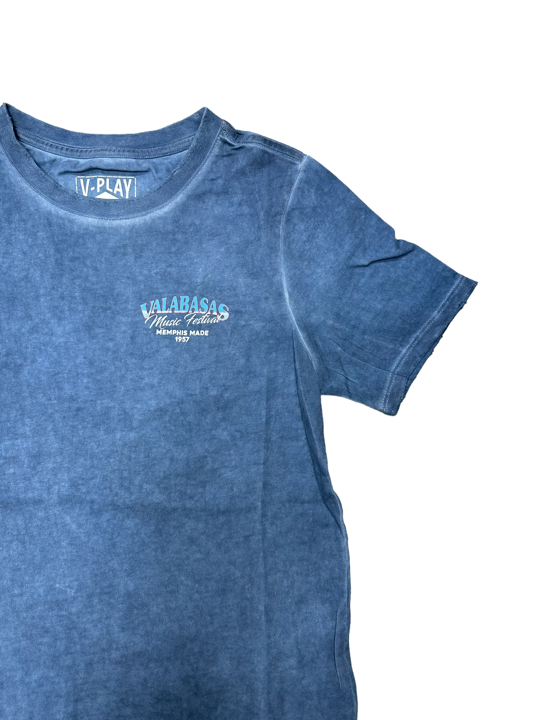 VPLAY TEE “MEMPHIS MADE” VINTAGE GREY BLUE sold by valabasas product image thumbnail 3