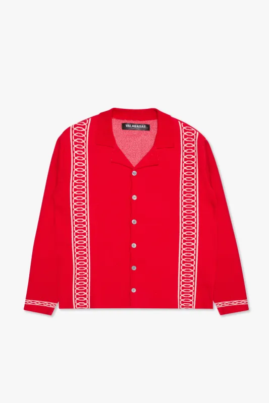 "Paradise" Red Button Down sold by valabasas