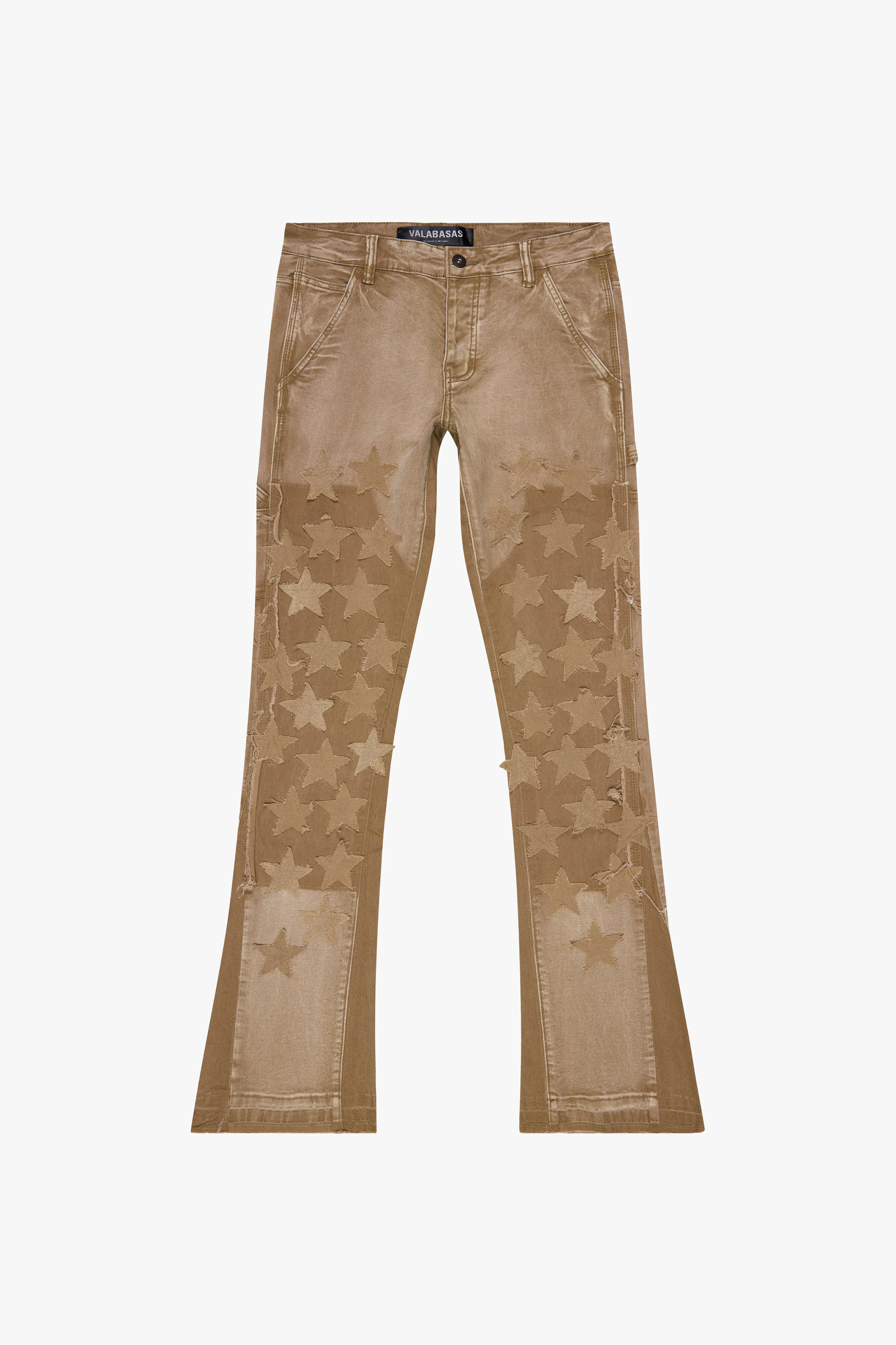 "V-STARS” STACKED FLARE JEAN DARK GREY WASH/ DIRTY BROWN sold by valabasas