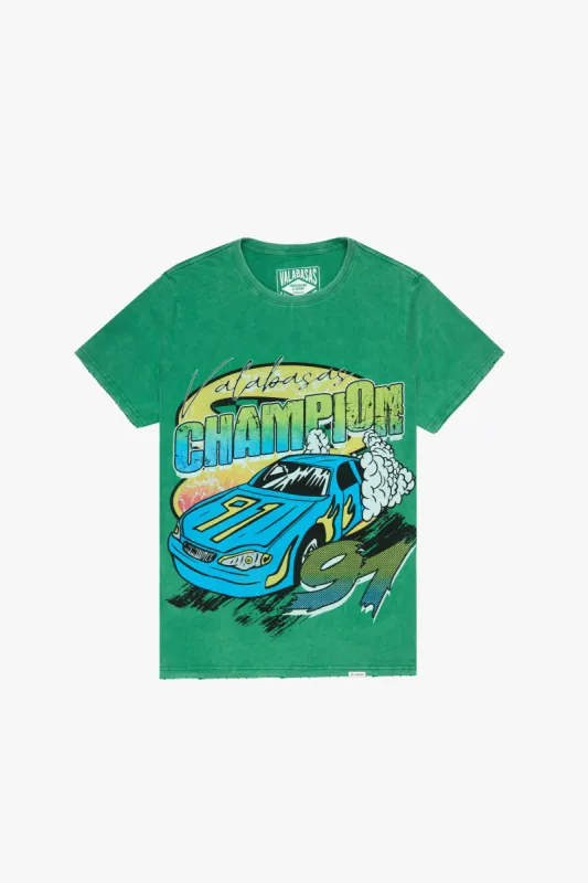 "LANES" FOREST GREEN TEE sold by valabasas