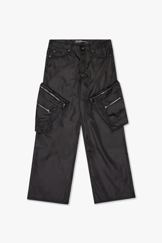 "CHAMP" JET BLACK BAGGY PANTS sold by valabasas