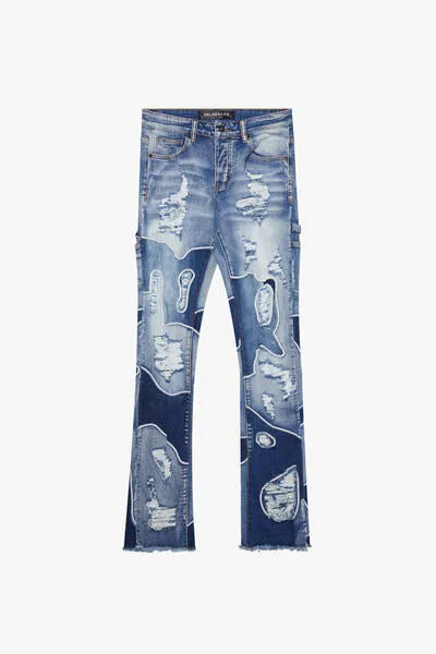 "ARTIC SPLASH" BLUE STACKED FLARE JEANS sold by valabasas