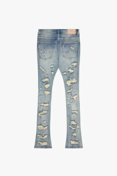 "BREACH' STACKED FLARE DENIM LIGHT BLUE WASH sold by valabasas product image thumbnail 2