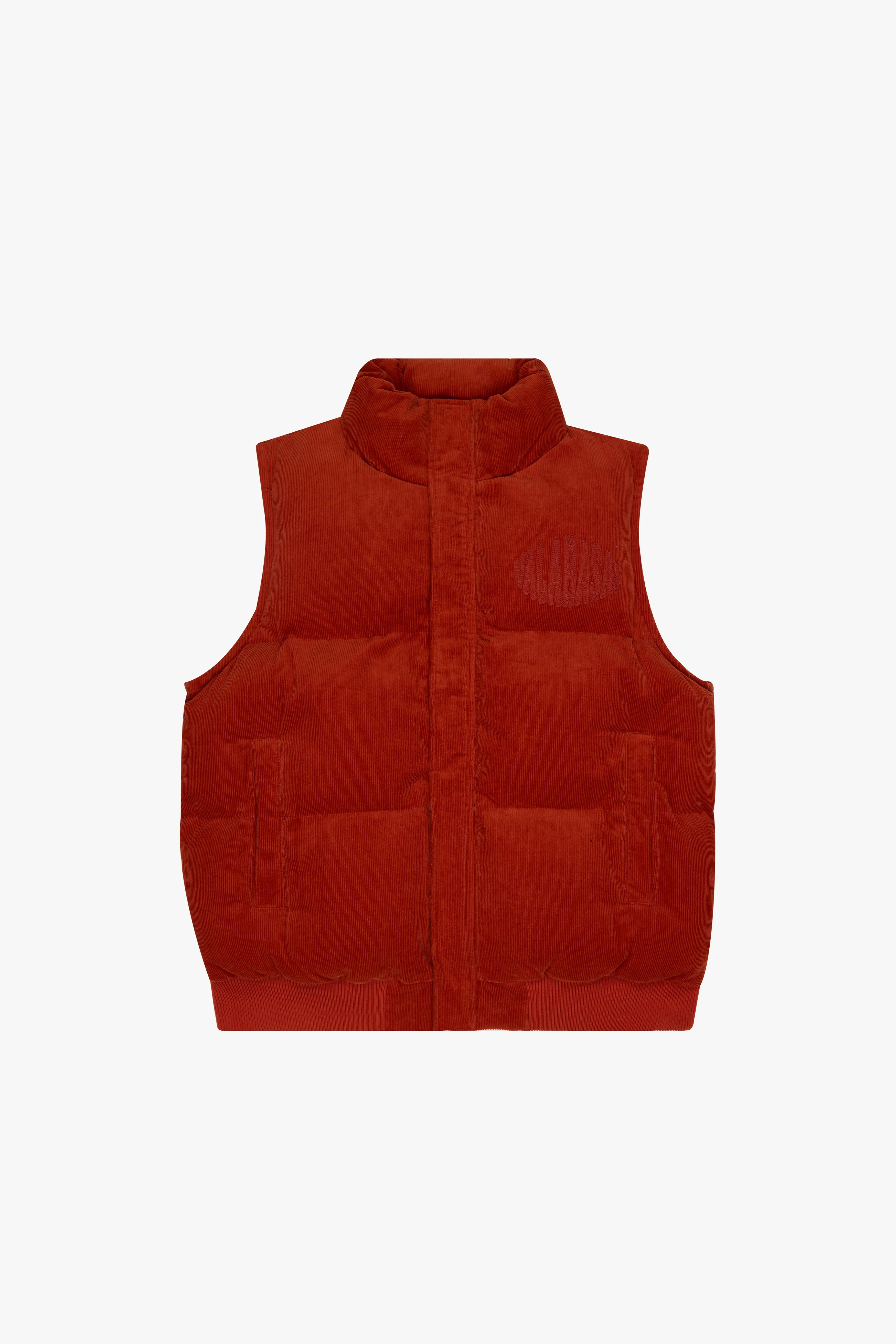 "ROOK" CORDUROY PUFFER VEST TANGERINE sold by valabasas