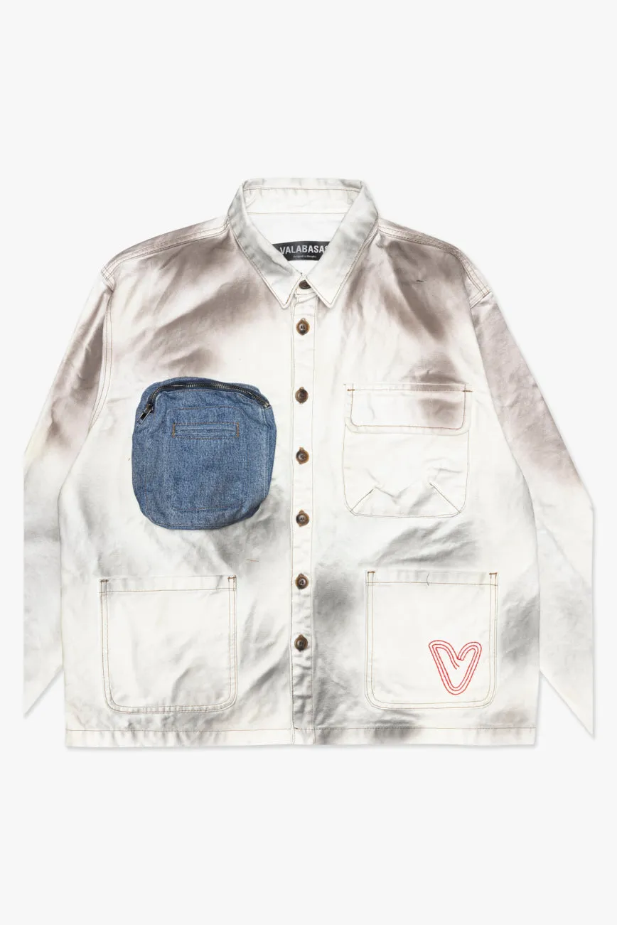 "POKTEK" BUTTON DOWN DIRTY WHITE sold by valabasas product image thumbnail 5