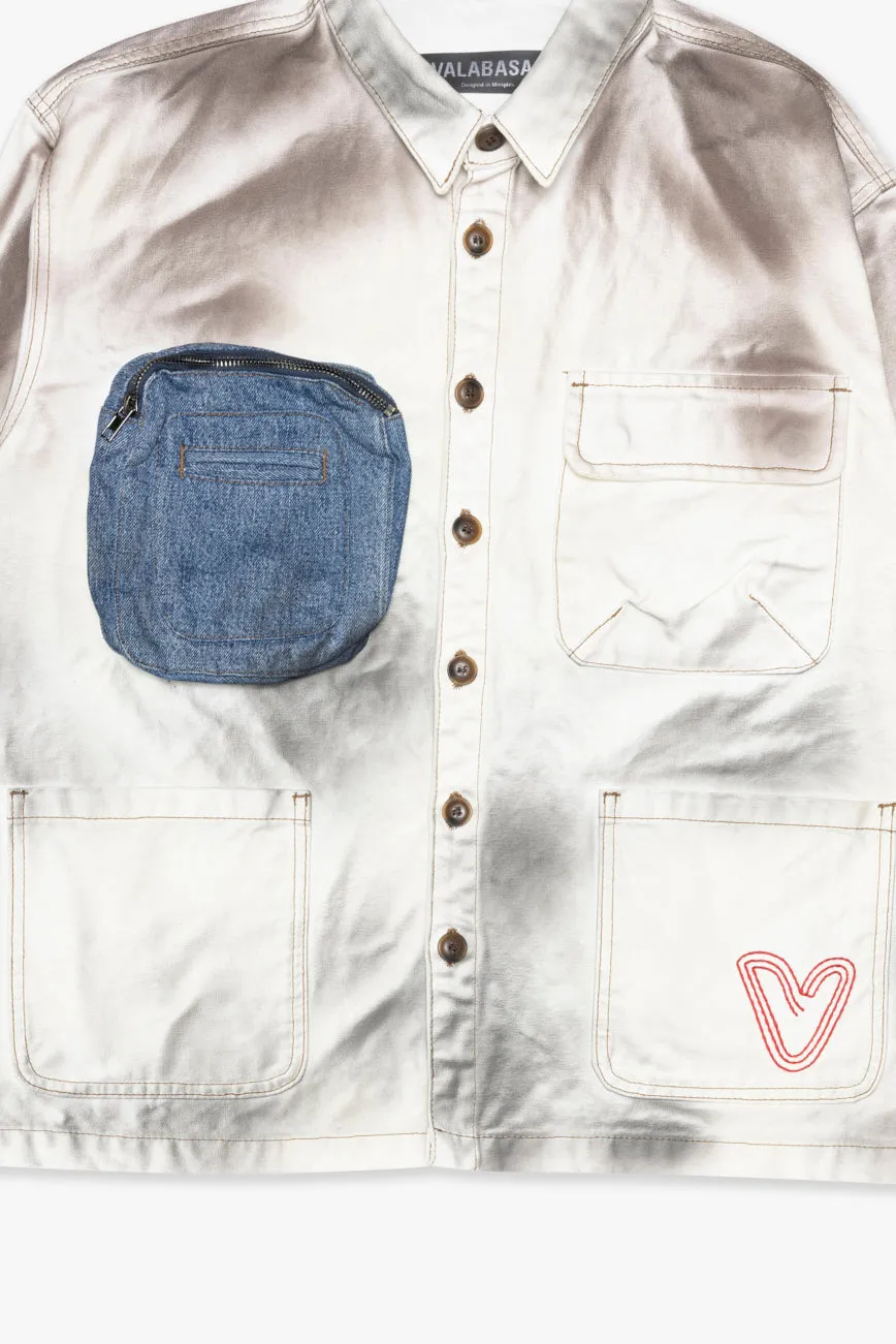 "POKTEK" BUTTON DOWN DIRTY WHITE sold by valabasas product image thumbnail 2