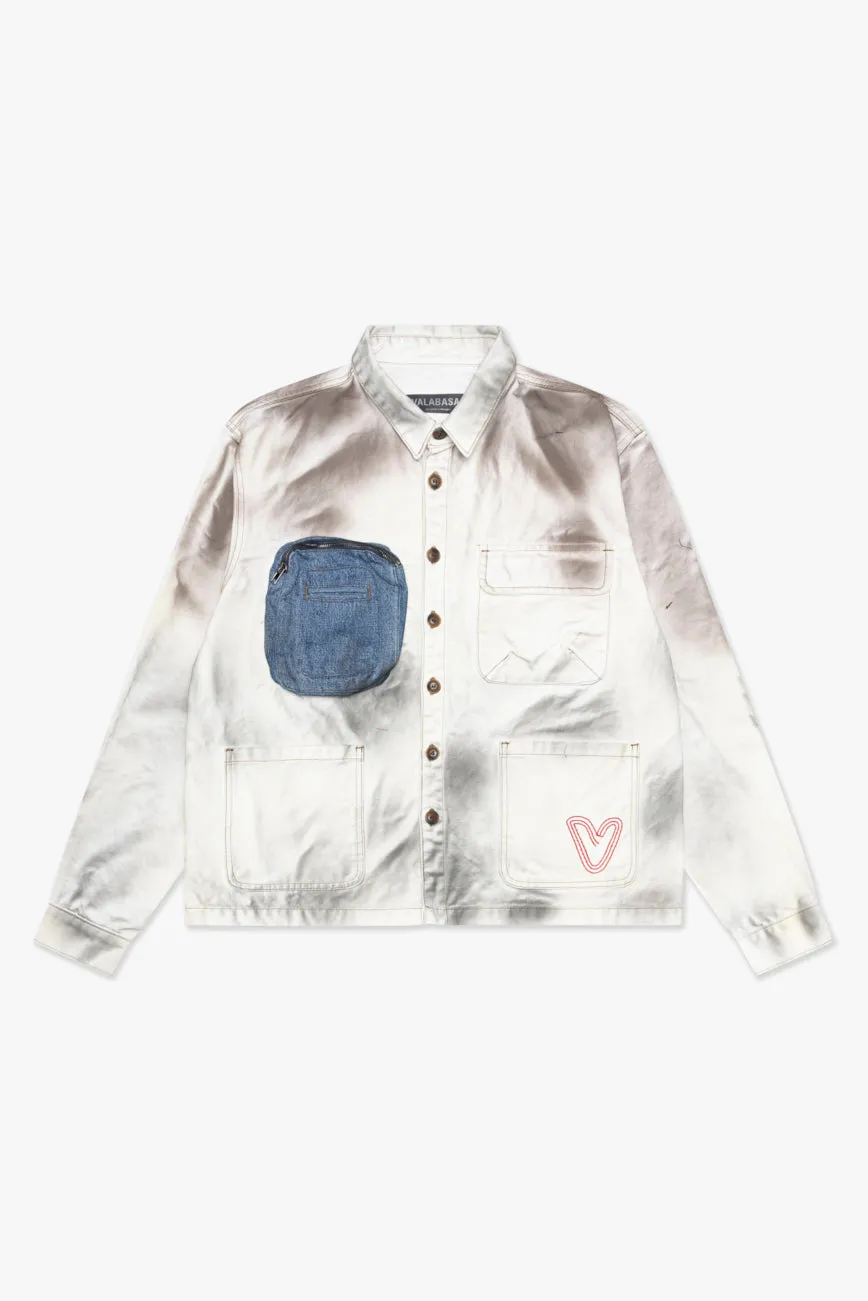 "POKTEK" BUTTON DOWN DIRTY WHITE sold by valabasas