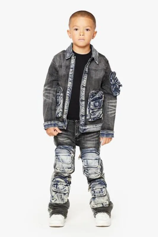 "Kid's CAPTAIN" DENIM JACKET BLACK BLUE sold by valabasas