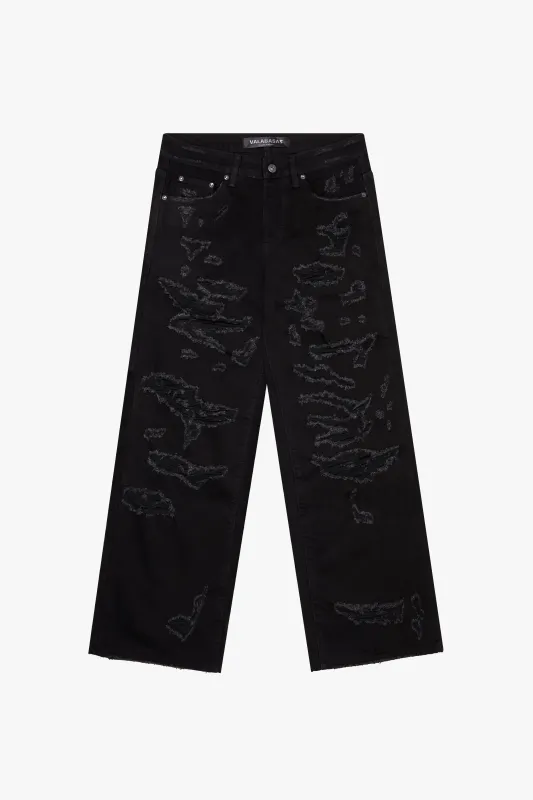 "SPLINTER" JET BLACK BAGGY JEAN sold by valabasas