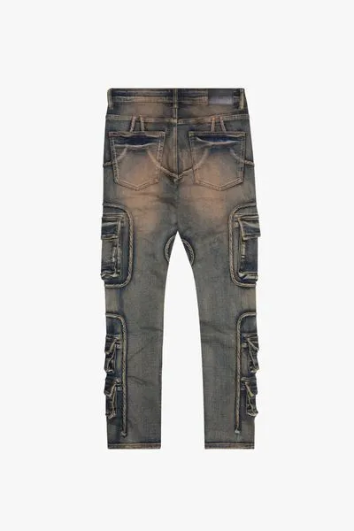 "POCKET TRAIL" SKINNY DENIM JEAN DARK VINTAGE BLUE sold by valabasas product image thumbnail 3