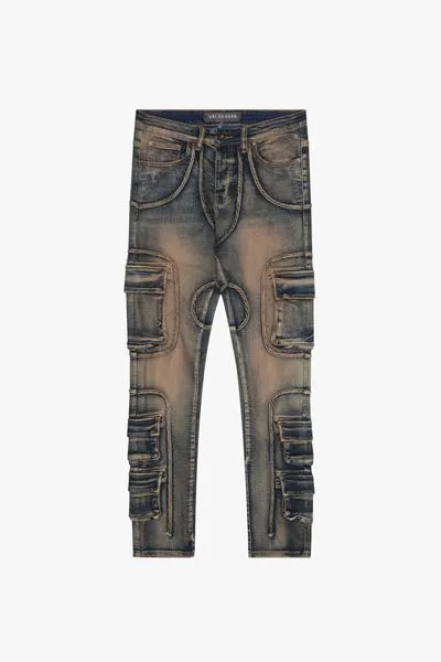 "POCKET TRAIL" SKINNY DENIM JEAN DARK VINTAGE BLUE sold by valabasas