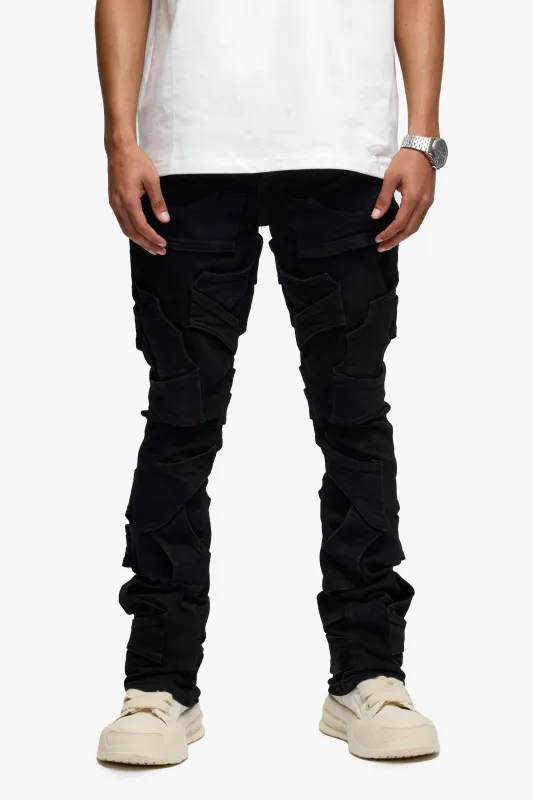 Pump Stacked Flare Jean Black Washed sold by valabasas