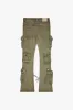 Strike Green Washed Stacked Flare Jean sold by valabasas