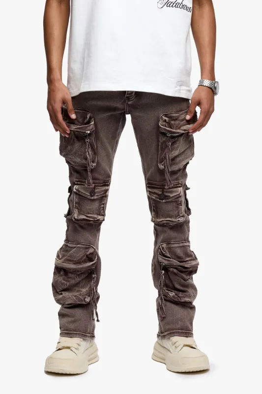 Strike Stacked Flare Jean Success Brown Wash sold by valabasas