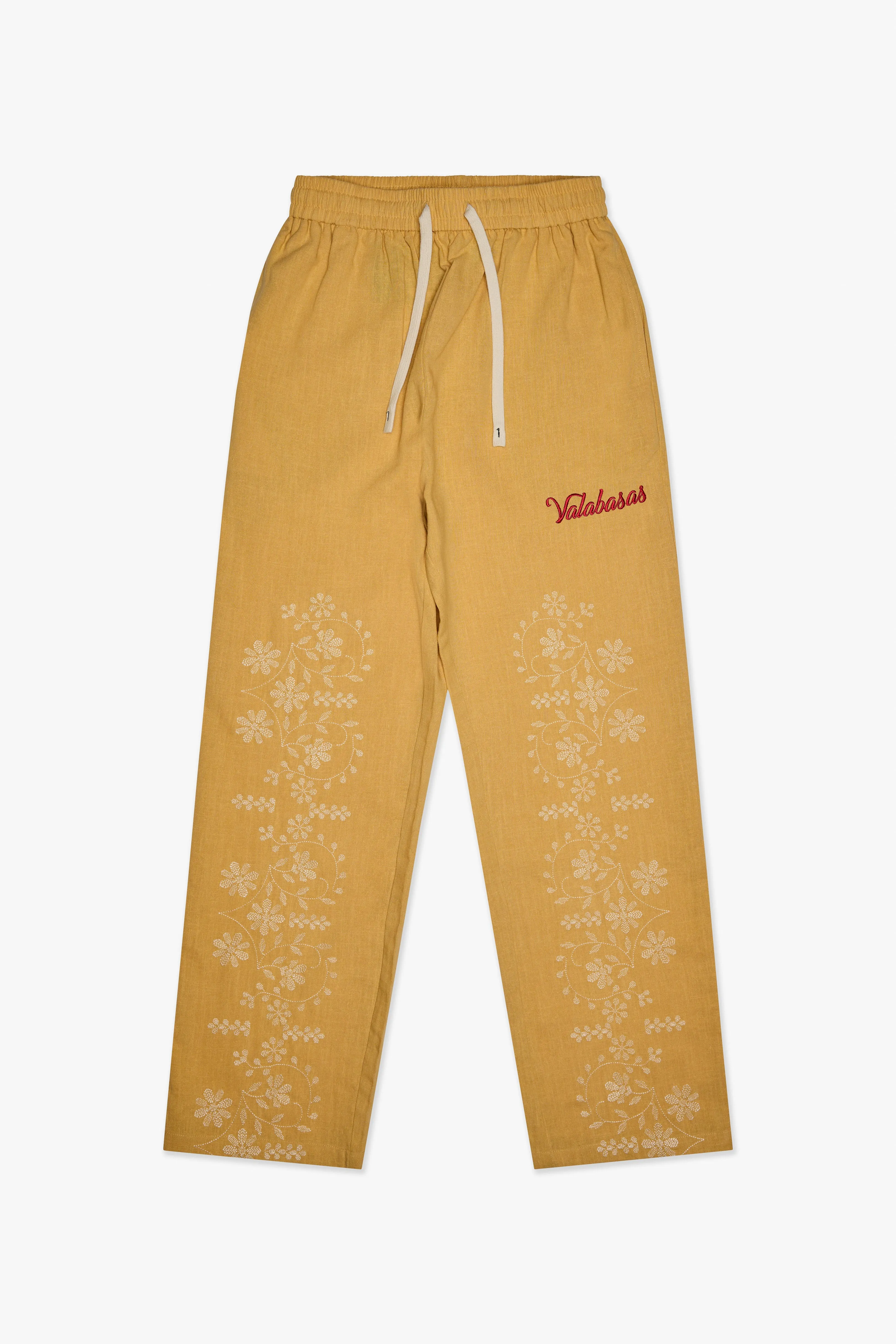 Corso Linen Straight Pants Yellow sold by valabasas