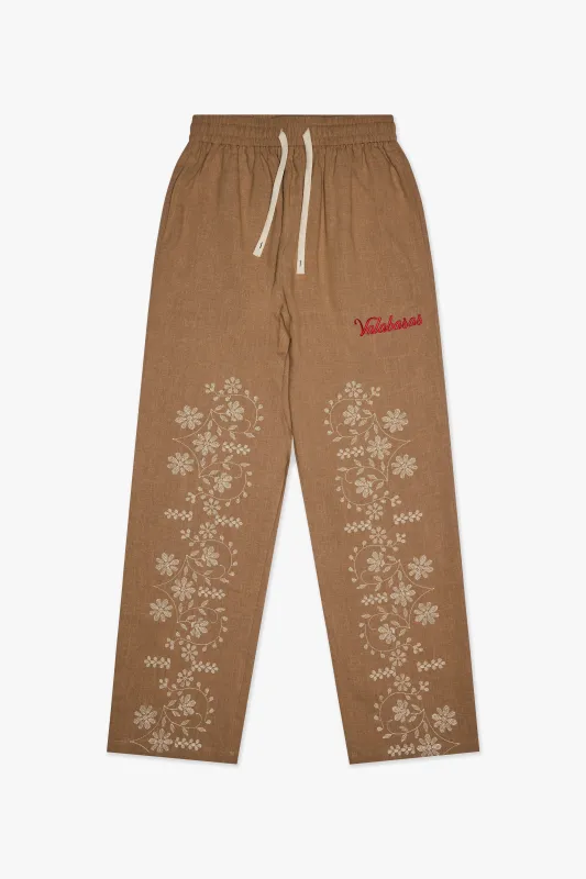 Corso Linen Straight Pants Brown sold by valabasas