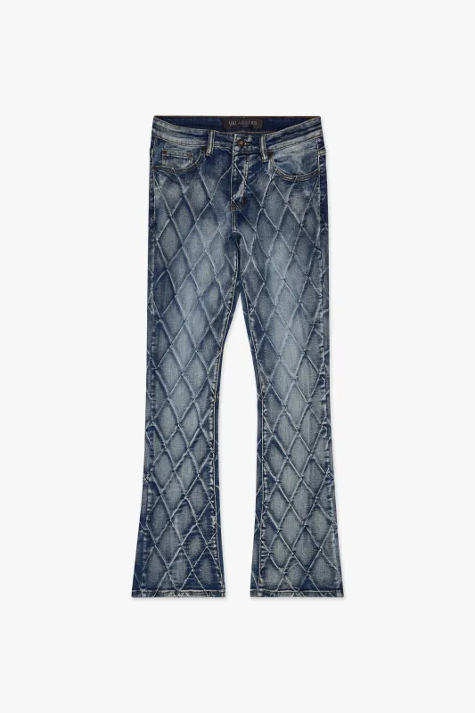 Tire Stacked Flare Jean Blue Washed sold by valabasas