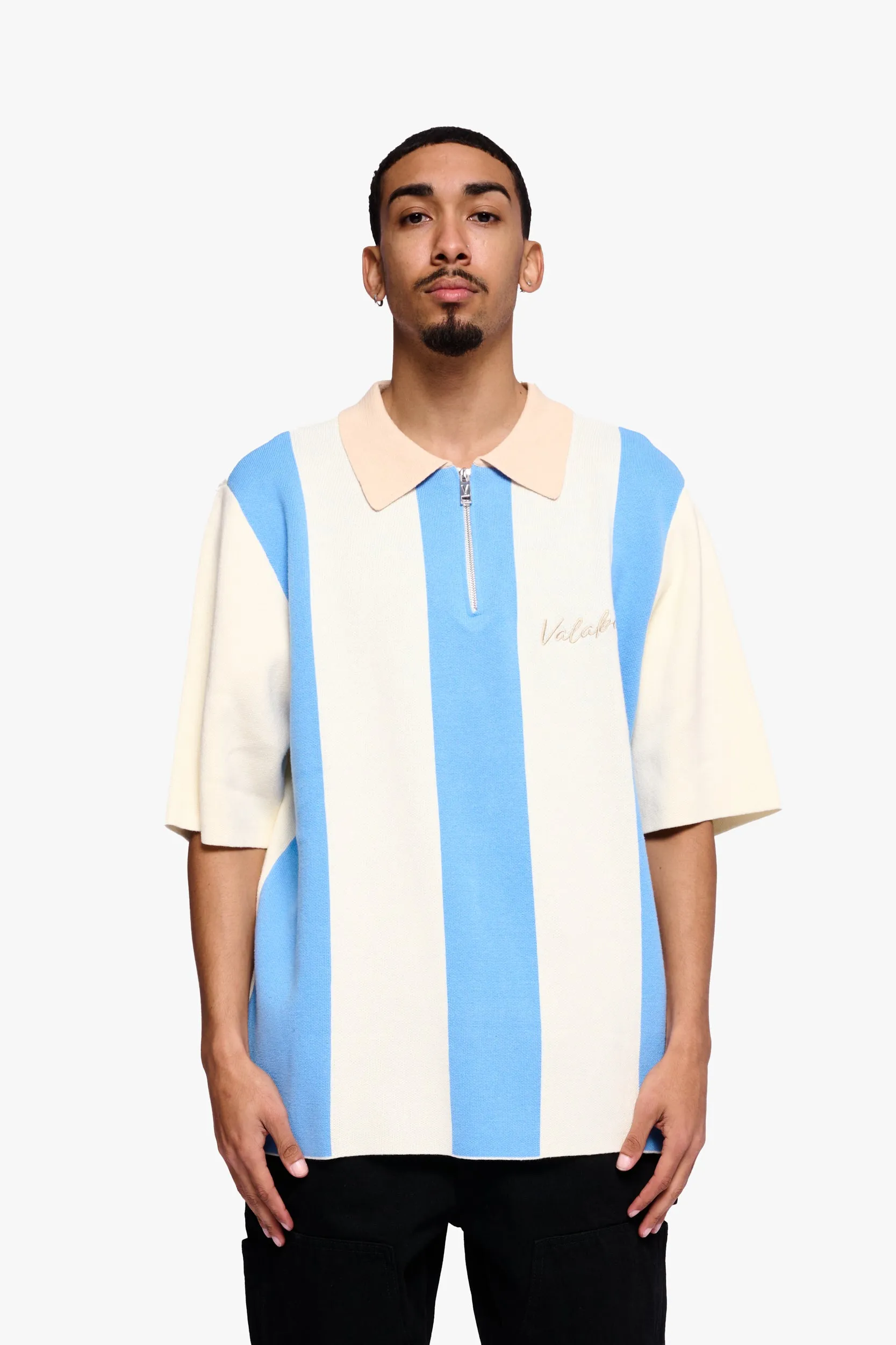 Getaway Woven Collar Half Zip Shirt Blue sold by valabasas product image thumbnail 2