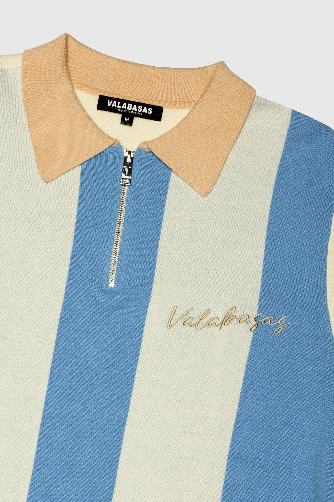 Getaway Woven Collar Half Zip Shirt Blue sold by valabasas product image thumbnail 3
