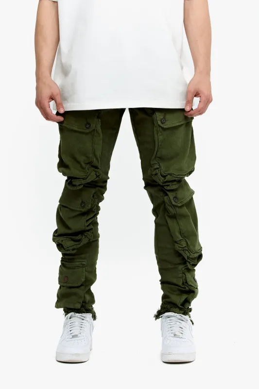 CliffJump Skinny Cargo Olive Washed made by valabasas