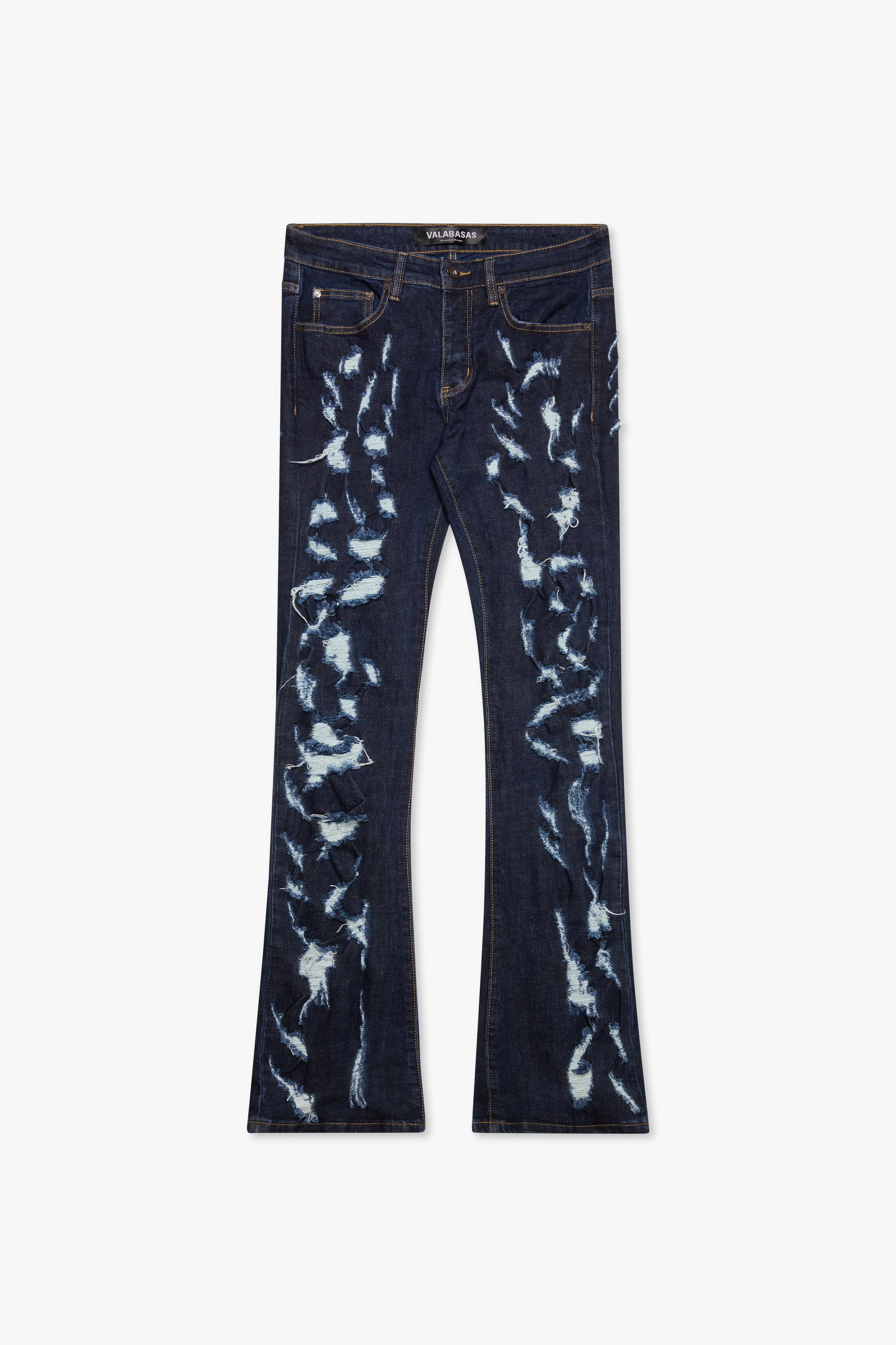 Riptide Stacked Flare Jean Indigo sold by valabasas