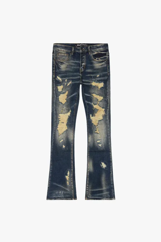 Team Aztech Stacked Flare Vintage Dark Blue made by valabasas