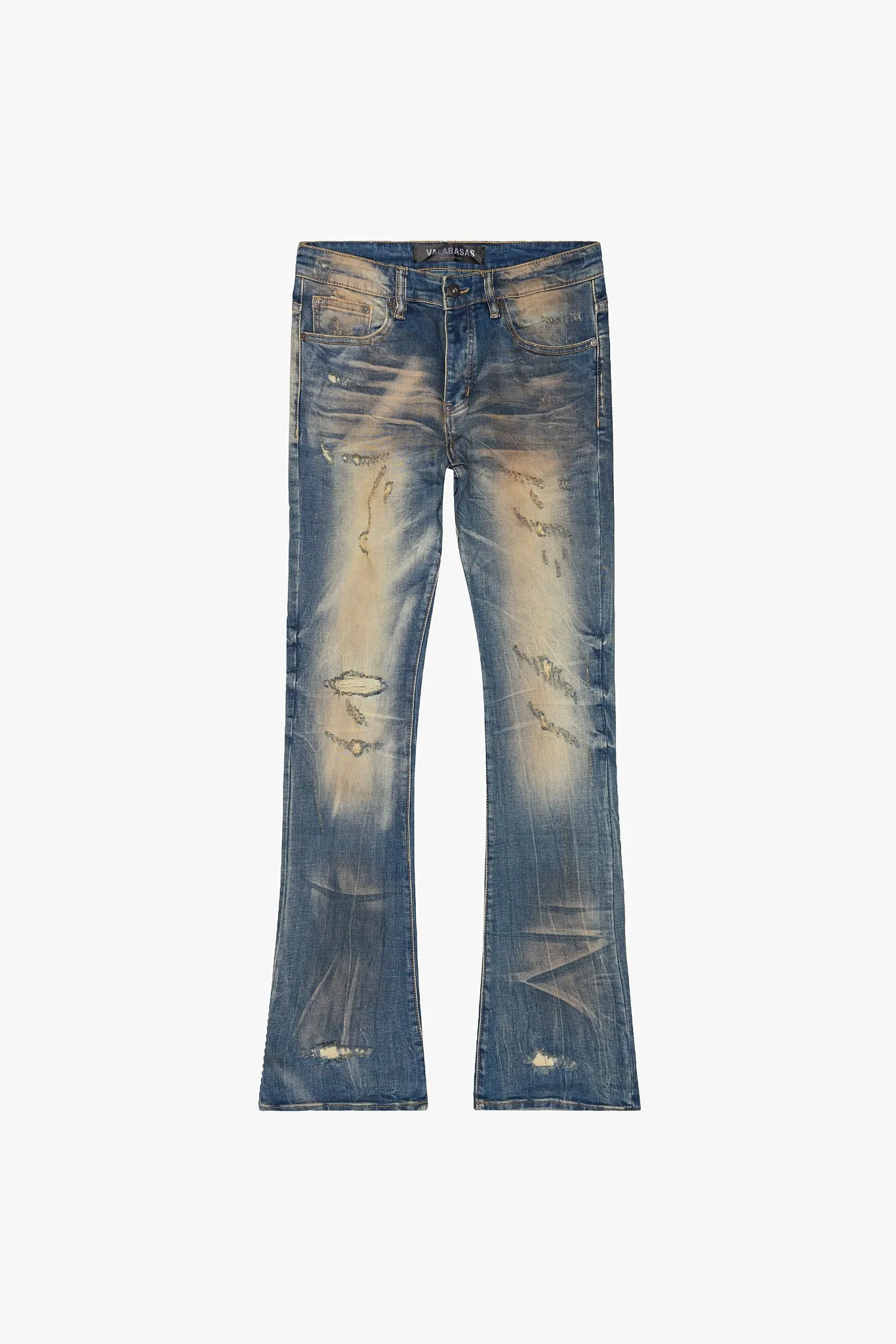 Sunwashed Stacked Flare Vintage BLue sold by valabasas