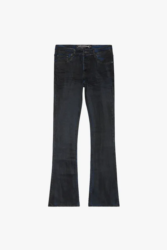 SlateStream Stacked Flare Jean Black Blue sold by valabasas