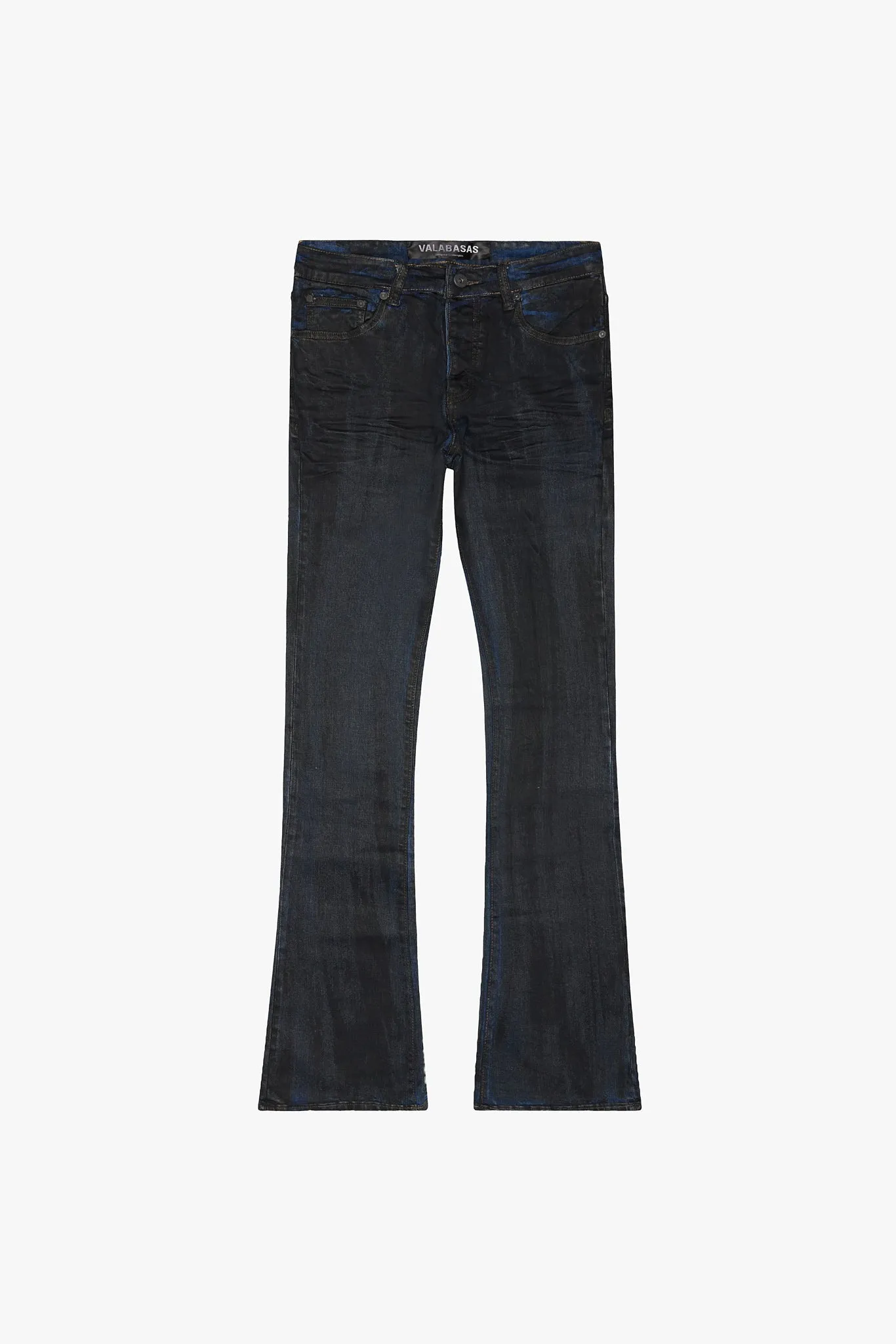 SlateStream Stacked Flare Jean Black Blue sold by valabasas
