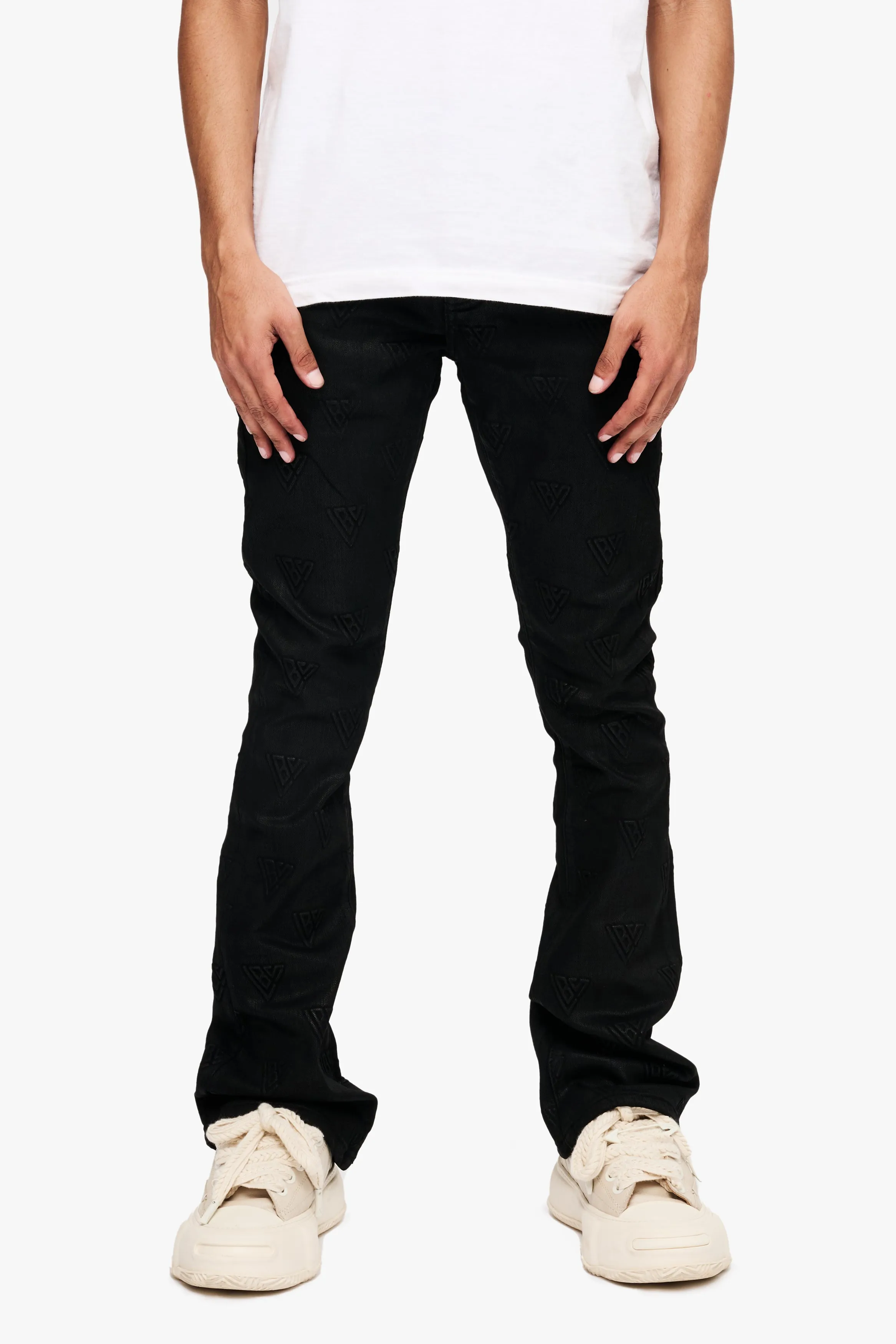 Tagged Stacked Flare Jean Black Waxed sold by valabasas