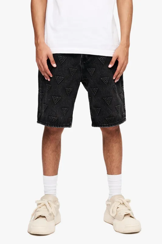 パンツ CRONOS BLACK LETTER WASHED SHORTS - S CRONOS SLASH SHORTS【BLACK×WHITE】