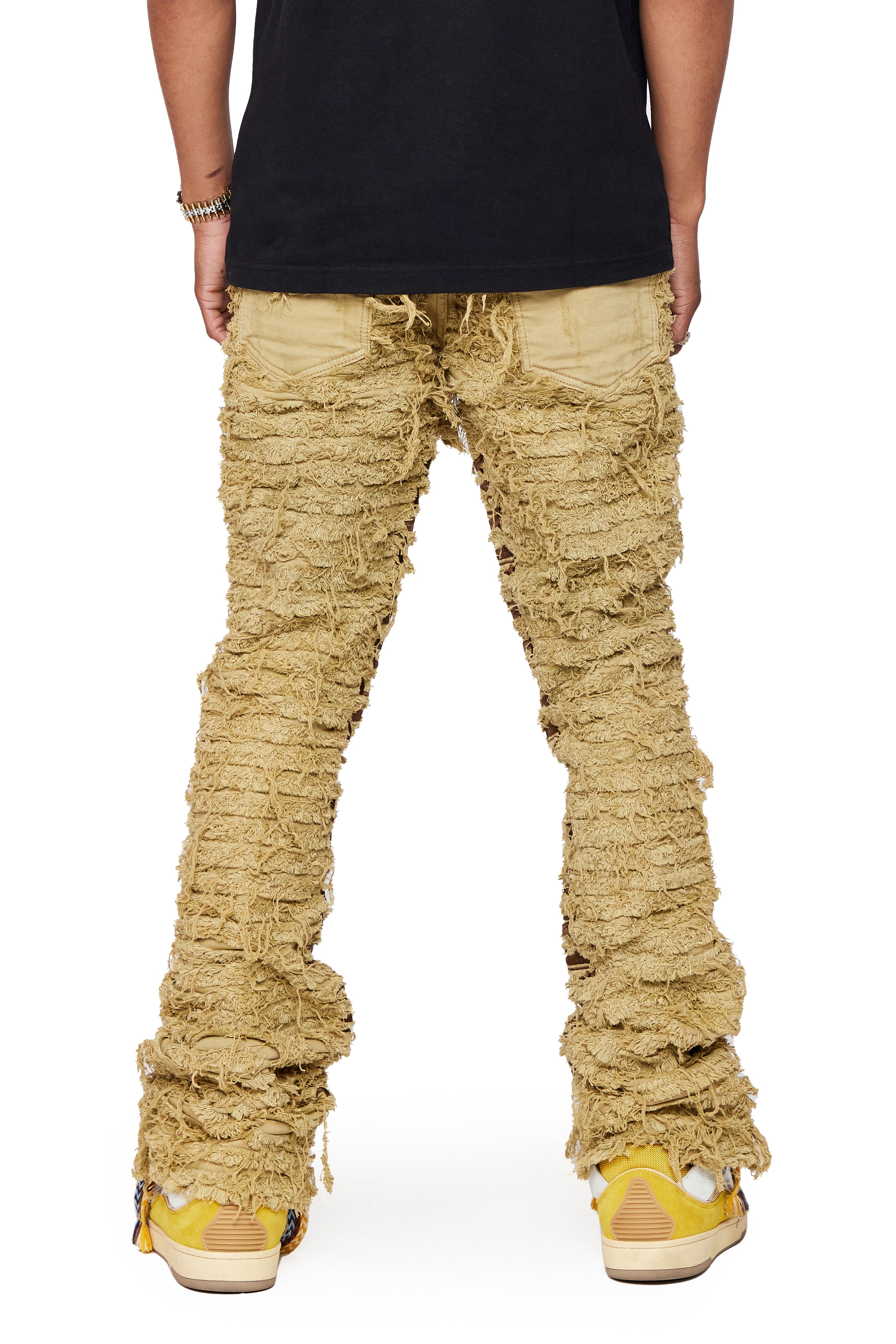 “IRONIC” KHAKI WASHED STACKED FLARE JEAN sold by valabasas product image thumbnail 3
