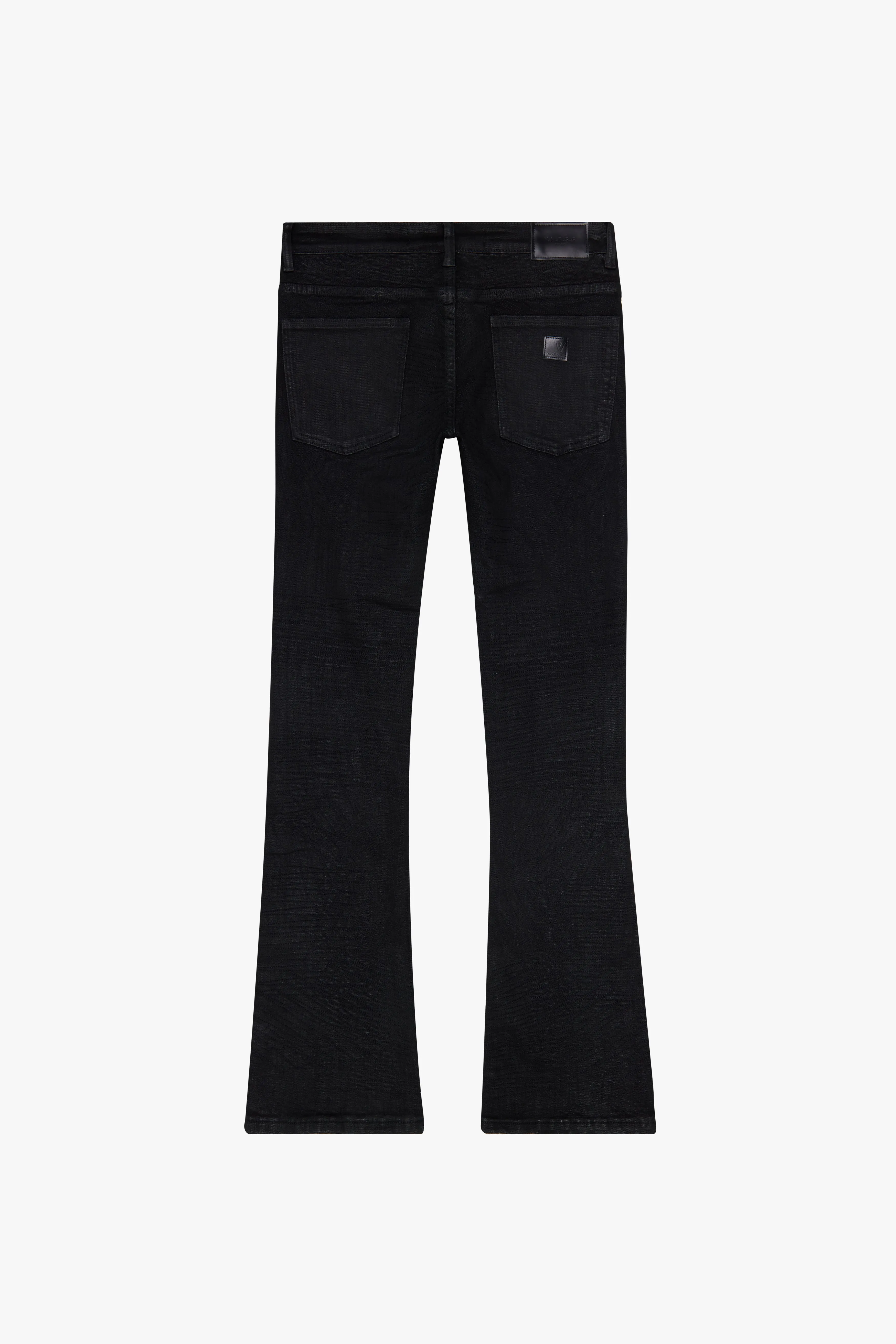"ENIGMA" JET BLACK STACKED FLARE JEAN sold by valabasas product image thumbnail 3