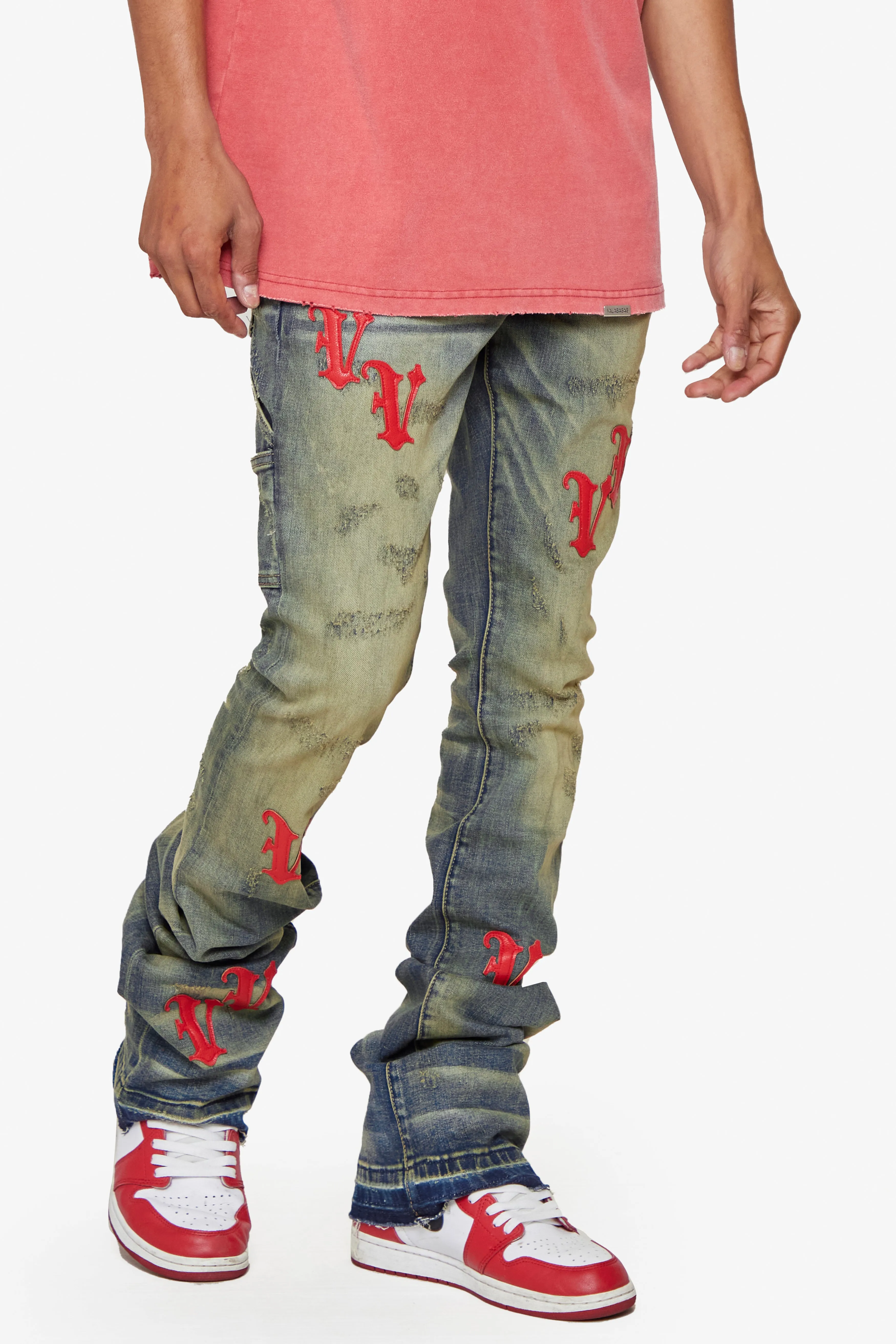 “V-MINIMAL” VINTAGE BLUE STACKED FLARE JEAN sold by valabasas product image thumbnail 4