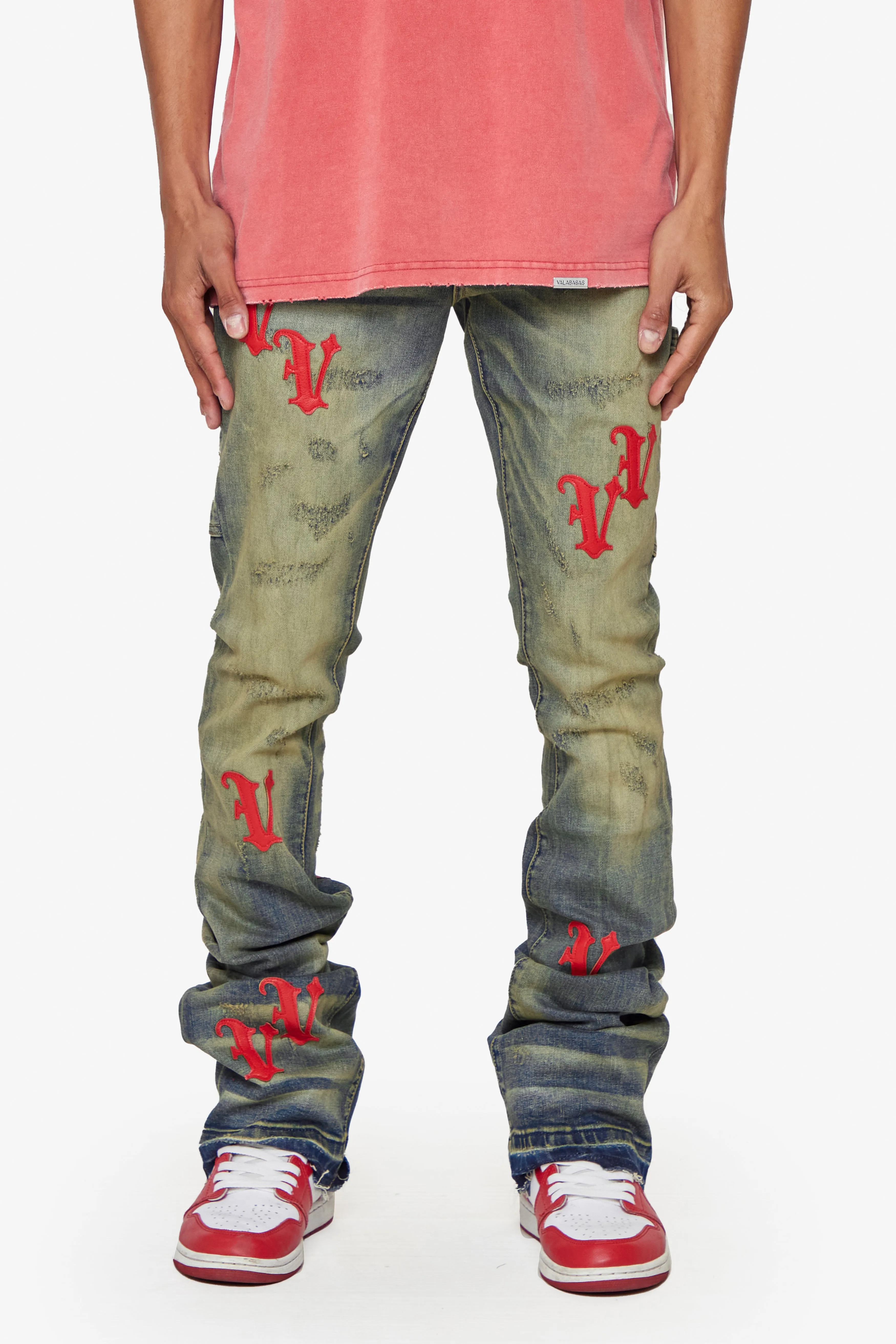 “V-MINIMAL” VINTAGE BLUE STACKED FLARE JEAN sold by valabasas product image thumbnail 2