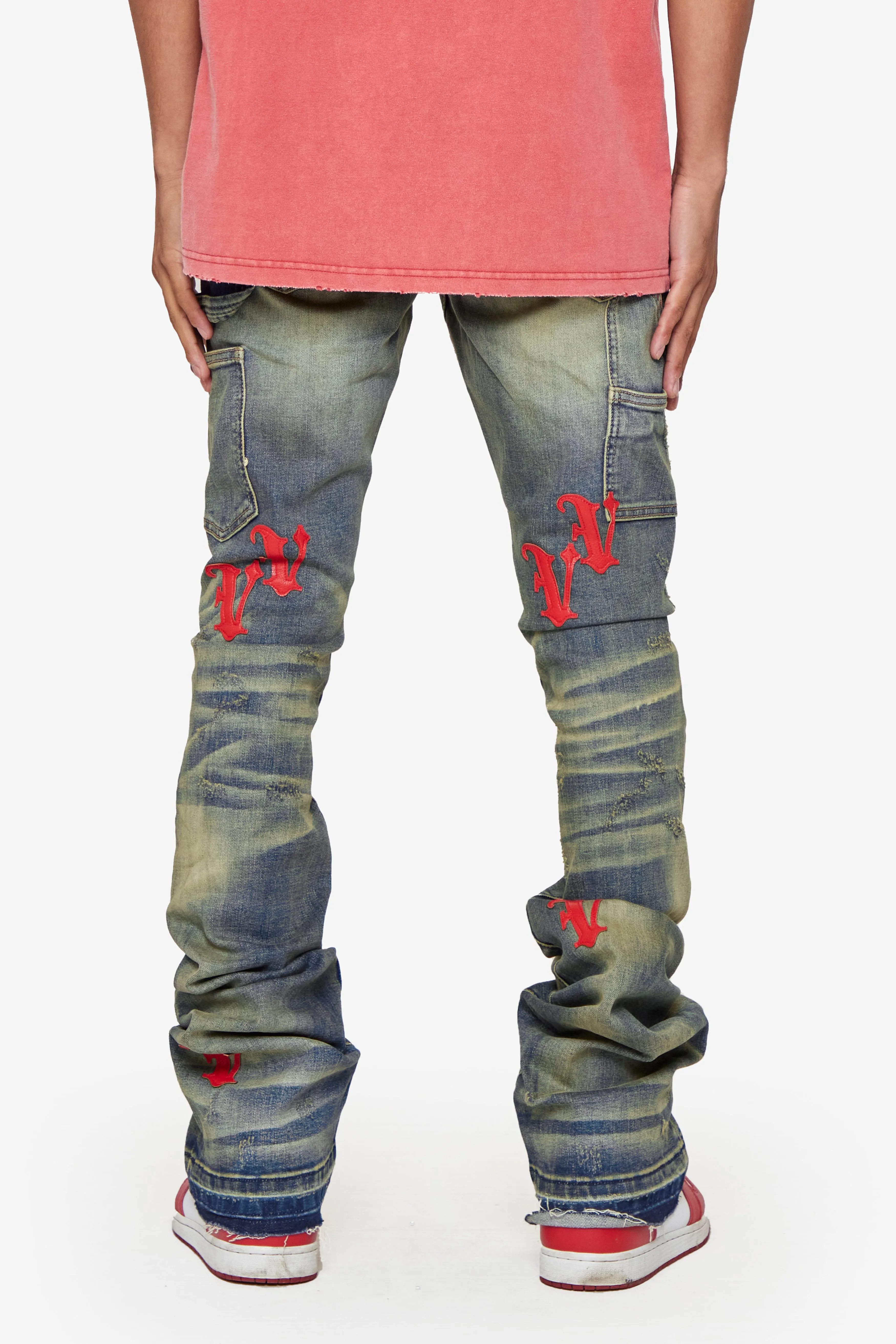 “V-MINIMAL” VINTAGE BLUE STACKED FLARE JEAN sold by valabasas product image thumbnail 3