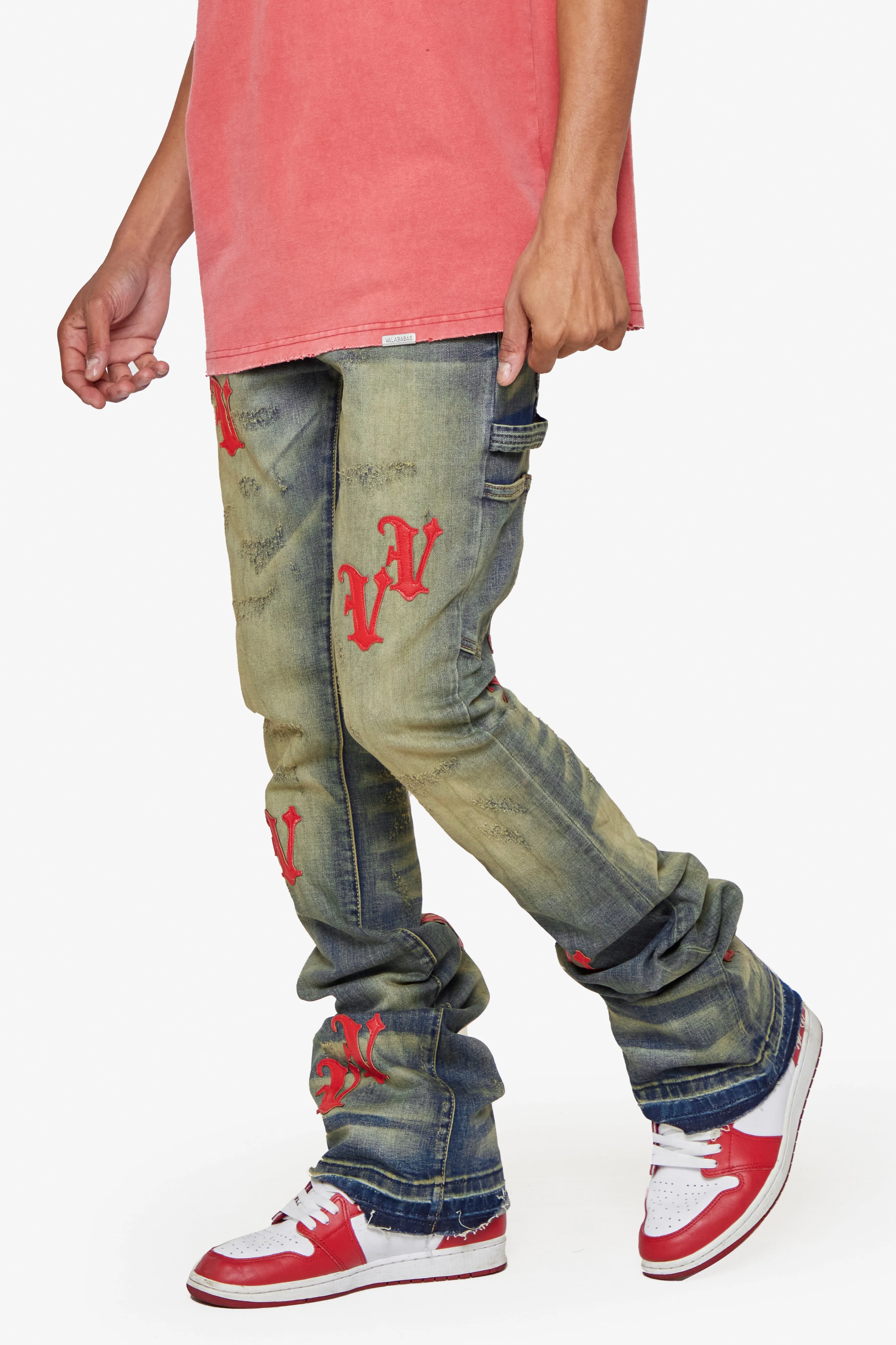 “V-MINIMAL” VINTAGE BLUE STACKED FLARE JEAN sold by valabasas