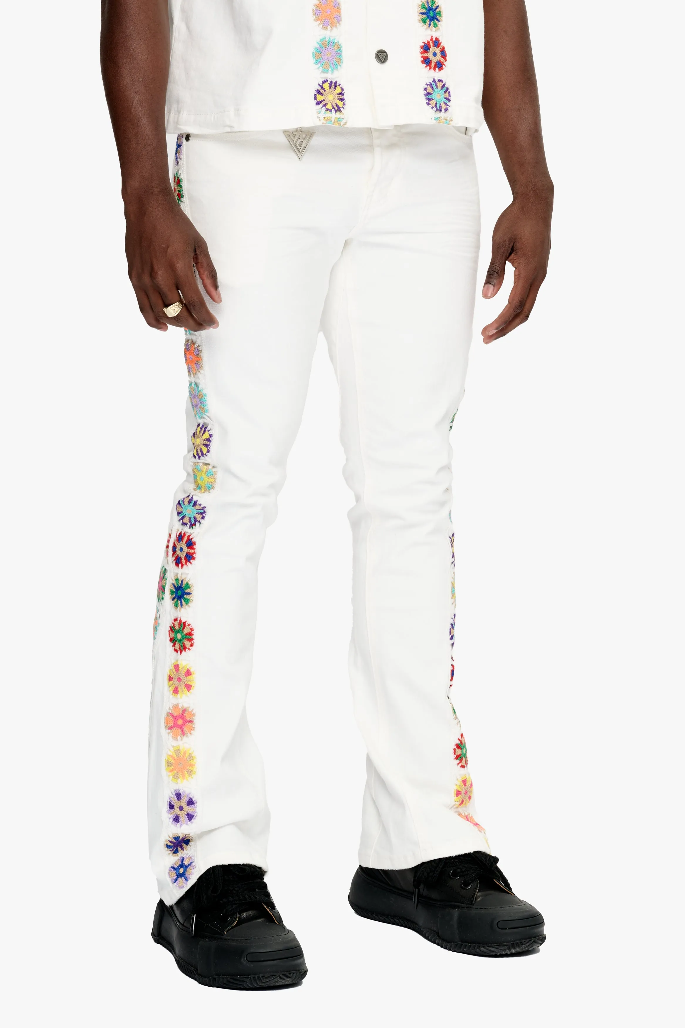 Groovy Stacked Flare Jean White sold by valabasas product image thumbnail 3
