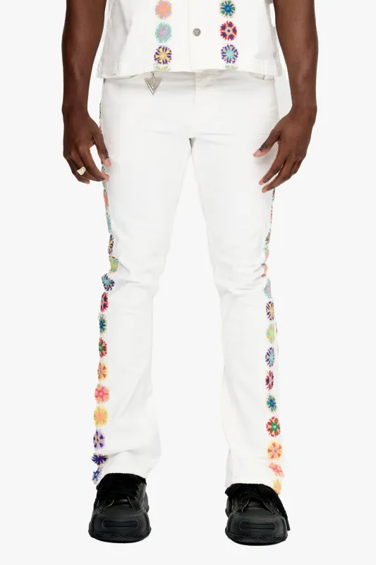 Groovy Stacked Flare Jean White sold by valabasas