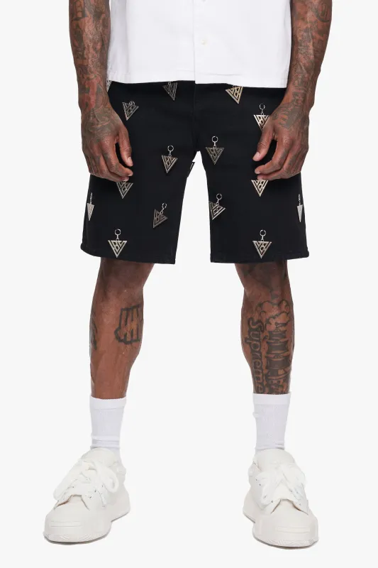 Ascension Jet Black Denim Shorts sold by valabasas