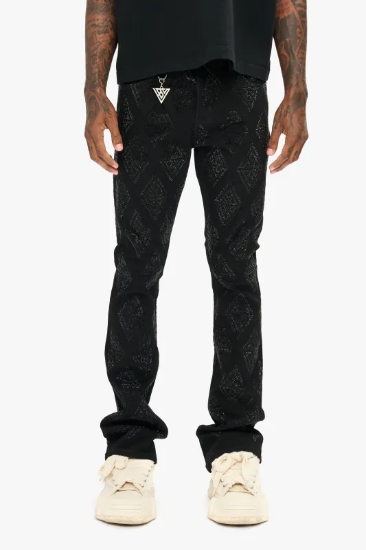 Glim Stacked Flare Jeans Black sold by valabasas