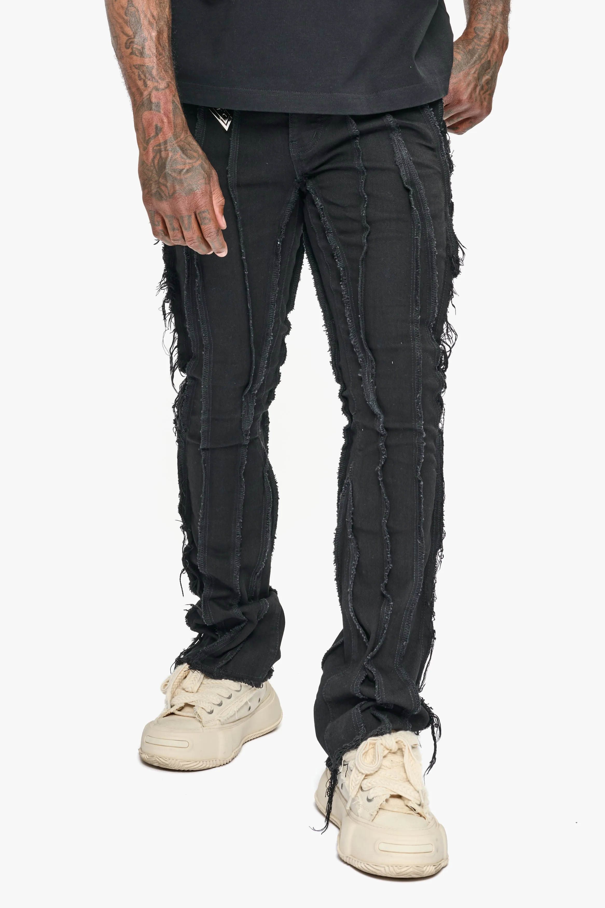Twisted Stacked Denim Jeans Black sold by valabasas product image thumbnail 5