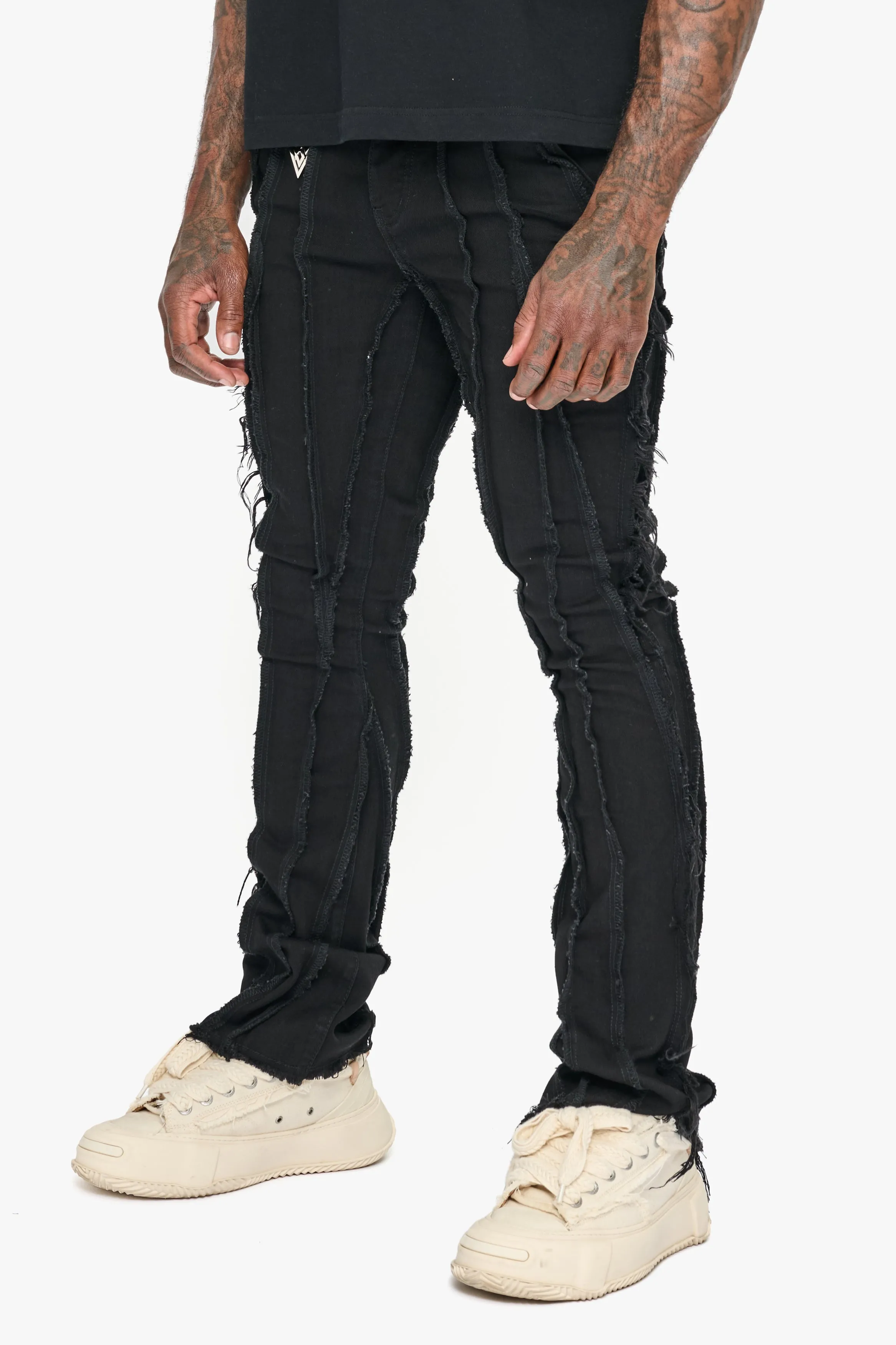 Twisted Stacked Denim Jeans Black sold by valabasas product image thumbnail 2