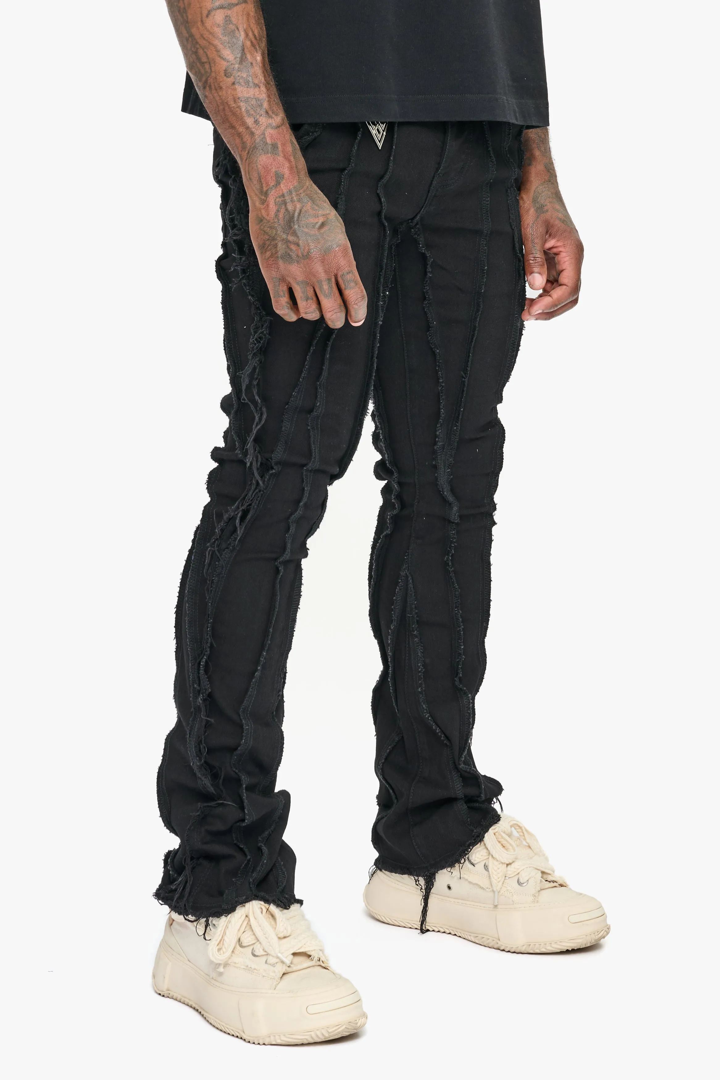 Twisted Stacked Denim Jeans Black sold by valabasas product image thumbnail 4