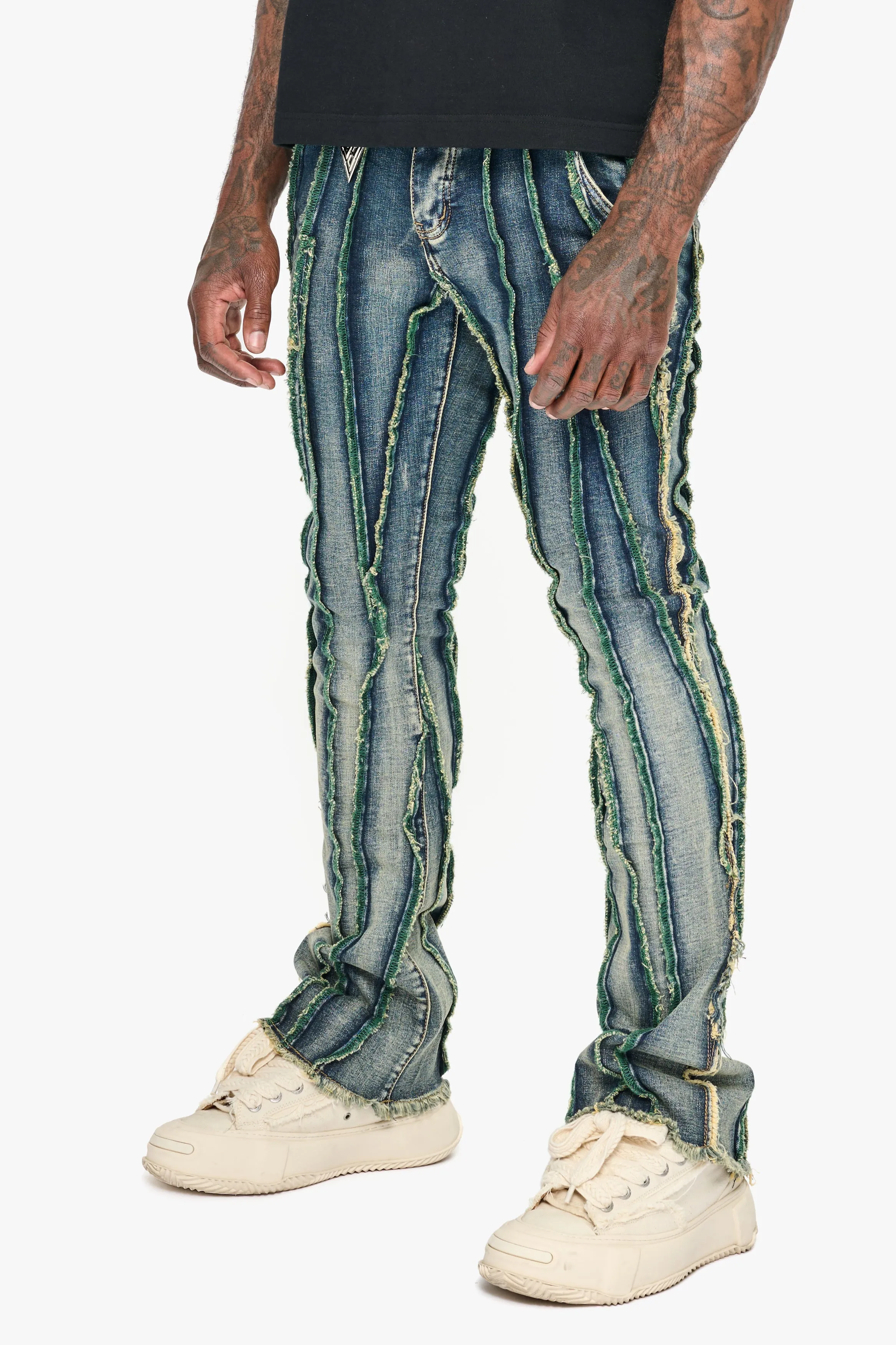 Twisted Stacked Denim Blue Green wash sold by valabasas product image thumbnail 2