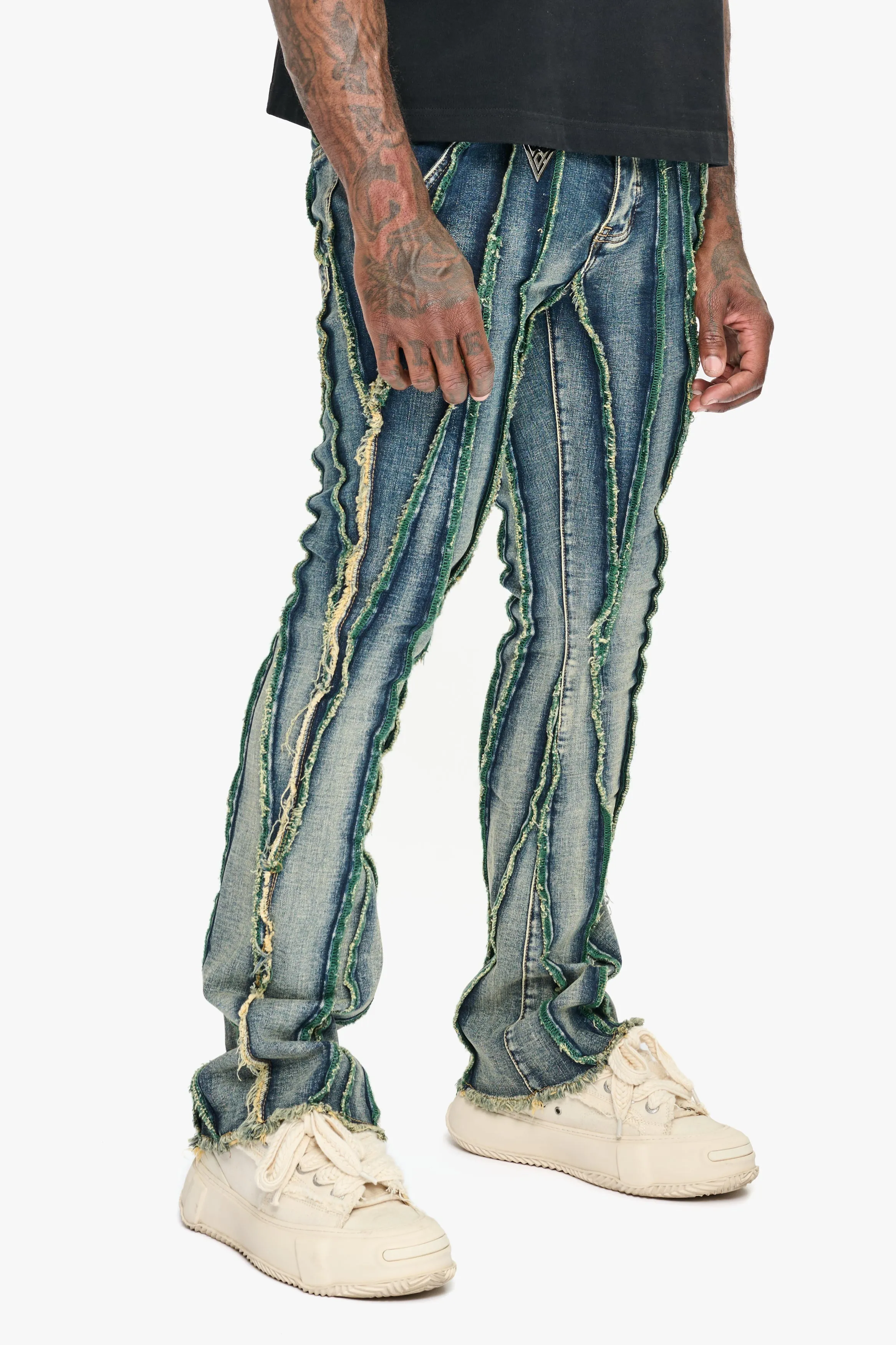 Twisted Stacked Denim Blue Green wash sold by valabasas product image thumbnail 3