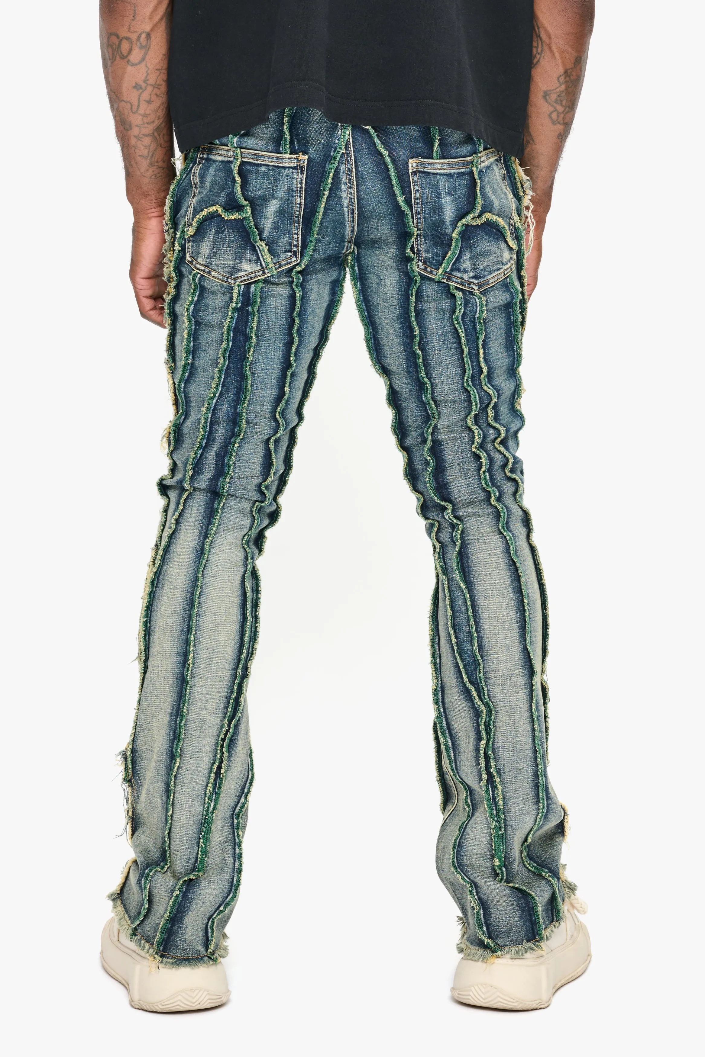 Twisted Stacked Denim Blue Green wash sold by valabasas product image thumbnail 4